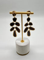 Blue Opals Diamond Halo 18 Karat Yellow Gold Drop Statement Unique Earrings