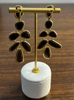 Blue Opals Diamond Halo 18 Karat Yellow Gold Drop Statement Unique Earrings