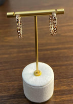 Classic Brilliant Round Diamond 18 Karat Rose Gold Medium Hoop Hoops Earrings