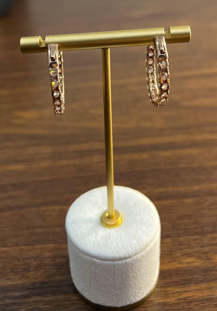 Classic Brilliant Round Diamond 18 Karat Rose Gold Medium Hoop Hoops Earrings