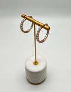 Classic Brilliant Round Diamond 18 Karat Rose Gold Medium Hoop Hoops Earrings