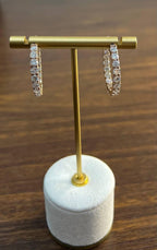 Classic Brilliant Round Diamond 18 Karat Rose Gold Medium Hoop Hoops Earrings