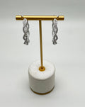 Medium Diamond Hoop Eternity Twist Wave 18K White Gold Statement Drop Earrings