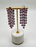 Fancy Cut Shape Red Ruby White Diamonds Halo Statement 18K White Gold Earrings