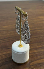 Brilliant White Diamonds Pave Filigree Statement Drop 18K White Gold Earrings