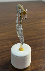 White Brilliant Cut Pave Diamond 18K White Gold Statement Drop Unique Earrings