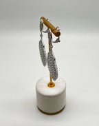 White Brilliant Cut Pave Diamond 18K White Gold Statement Drop Unique Earrings