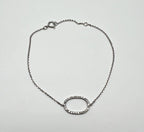 Classic Diamond Oval Shape Statement 14K White Gold Chain Minimalistic Bracelet
