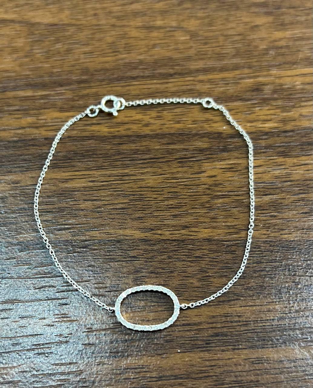 Classic Diamond Oval Shape Statement 14K White Gold Chain Minimalistic Bracelet