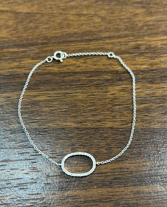 Classic Diamond Oval Shape Statement 14K White Gold Chain Minimalistic Bracelet