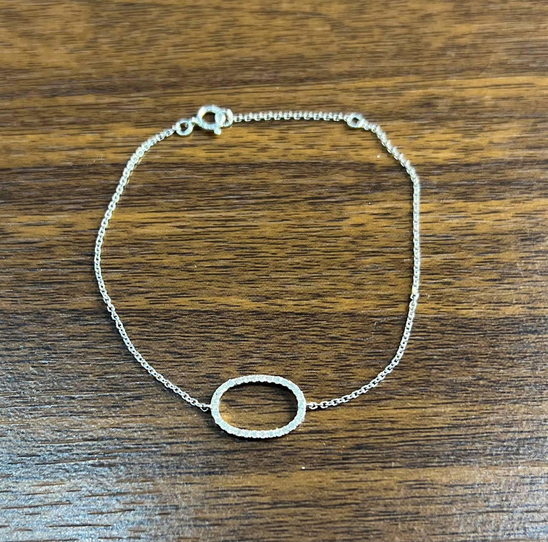 Classic Diamond Oval Shape Statement 14K White Gold Chain Minimalistic Bracelet