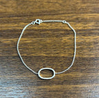 Classic Diamond Oval Shape Statement 14K White Gold Chain Minimalistic Bracelet