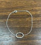 Classic Diamond Oval Shape Statement 14K White Gold Chain Minimalistic Bracelet