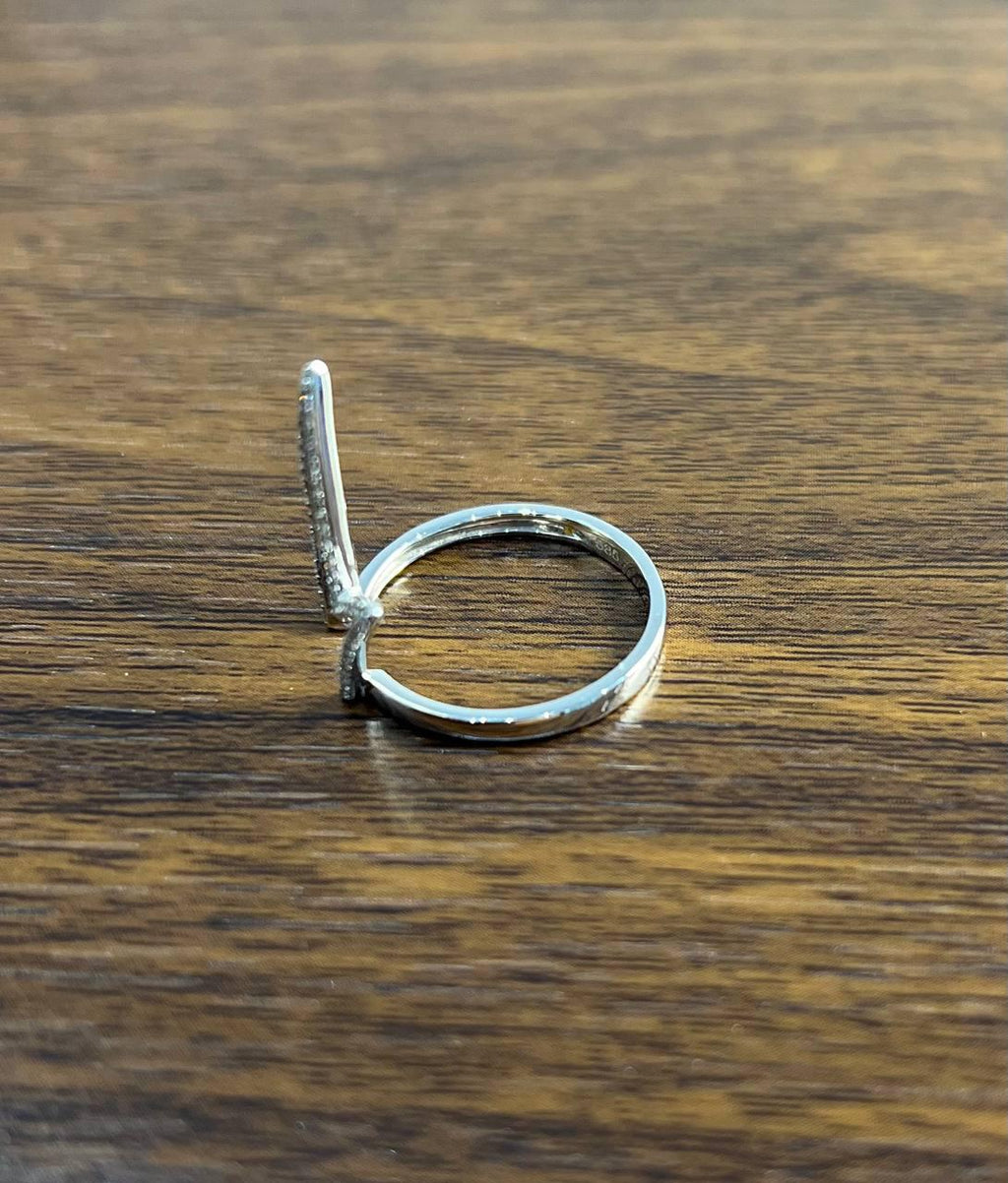 Crown Geometric Minimalist Brilliant Cut White Diamond 14 Karat White Gold Ring