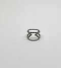 Geometric V Shape Open Brilliant Cut White Diamond 18 Karat White Gold Ring