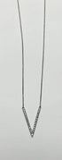 V Shaped Letter Geometric Statement Diamond 14K White Gold Pendant Necklace