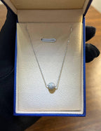 White Brilliant Diamond Pave Round Sphere 14K White Gold Pendant Necklace