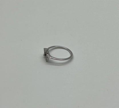Star White Diamond Brilliant 14K White Gold Dainty Fun Statement Ring