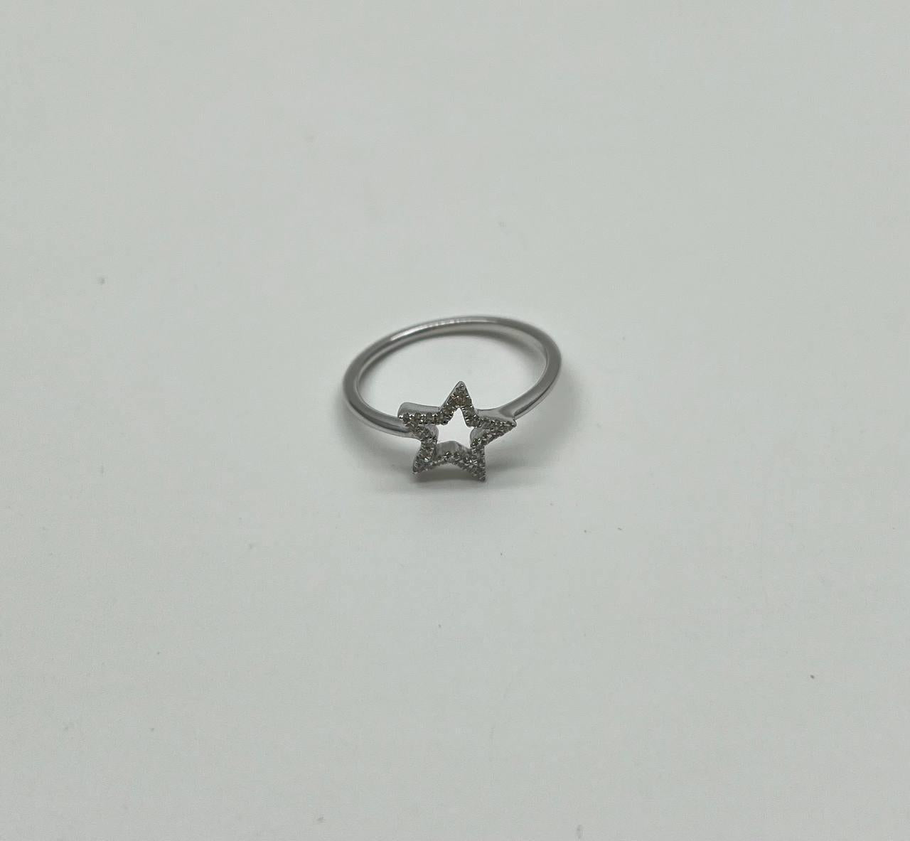 star white diamond brilliant 14k white gold dainty fun statement ring