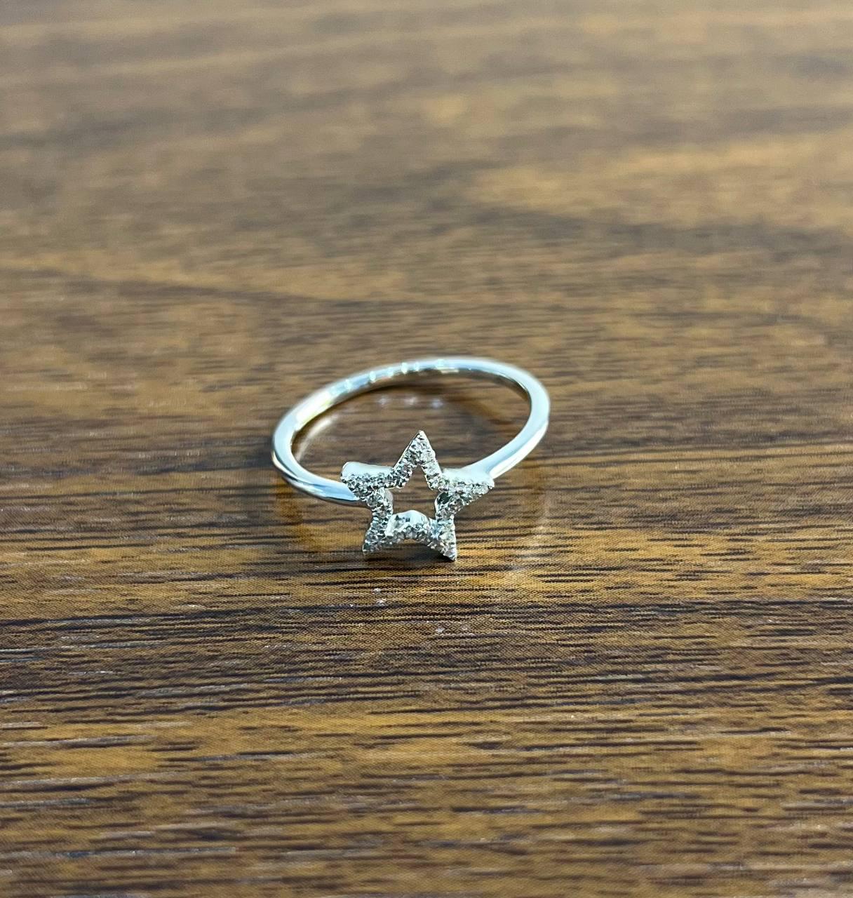 star white diamond brilliant 14k white gold dainty fun statement minimalist ring