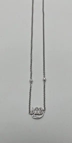 Allah God Lord Finger Ring Chain Diamond Symbol 18K White Gold Necklace Pendant