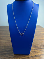 Allah God Lord Finger Ring Chain Diamond Symbol 18K White Gold Necklace Pendant