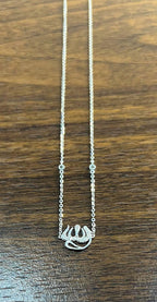 Allah God Lord Finger Ring Chain Diamond Symbol 18K White Gold Necklace Pendant