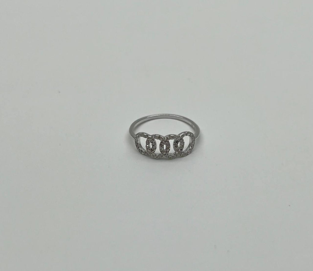 Infinity Circles Round Brilliant Cut White Diamond 14 Karat White Gold Ring