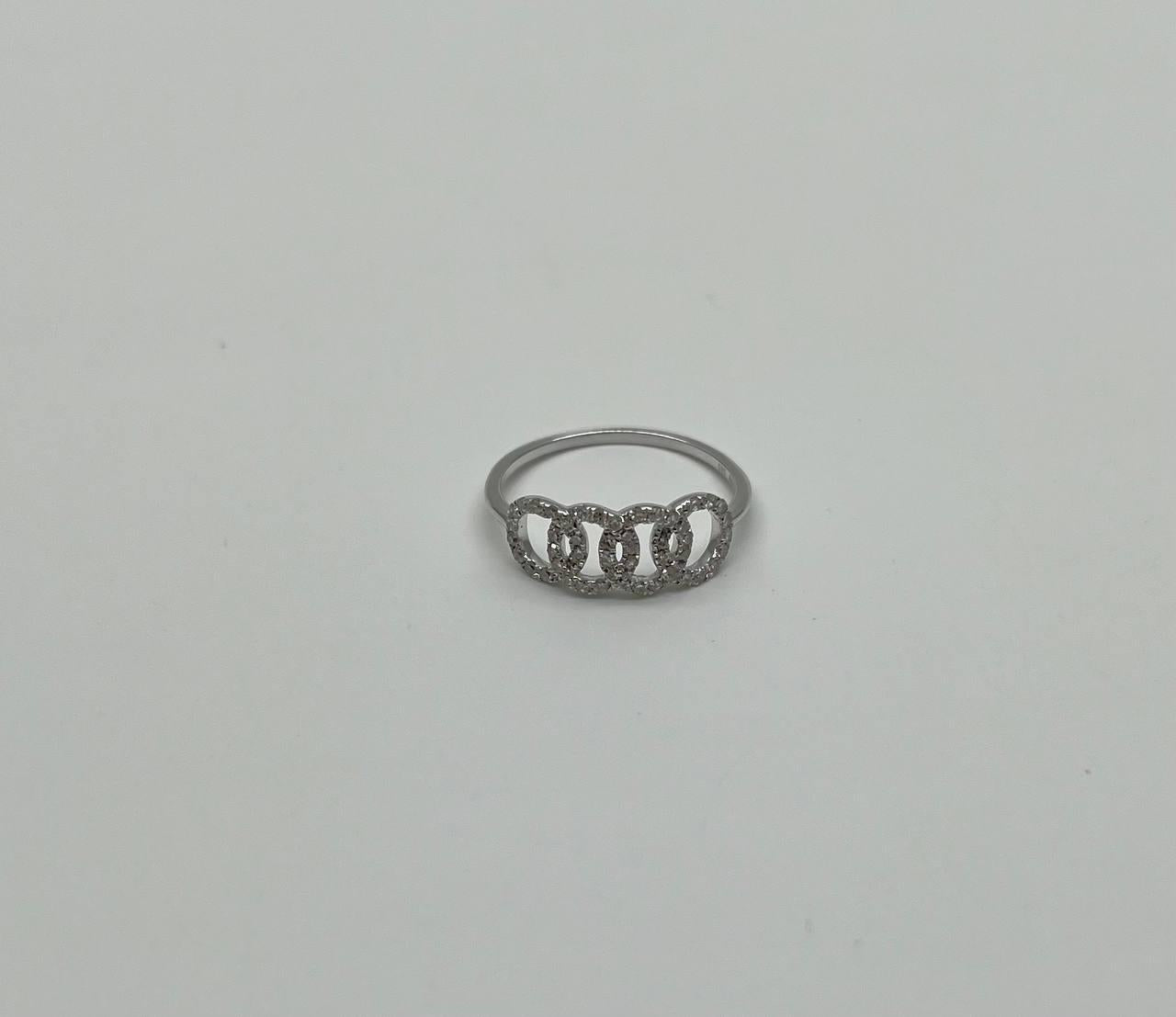 infinity circles round brilliant cut white diamond 14 karat white gold ring
