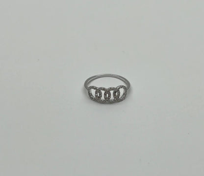 Infinity Circles Round Brilliant Cut White Diamond 14 Karat White Gold Ring