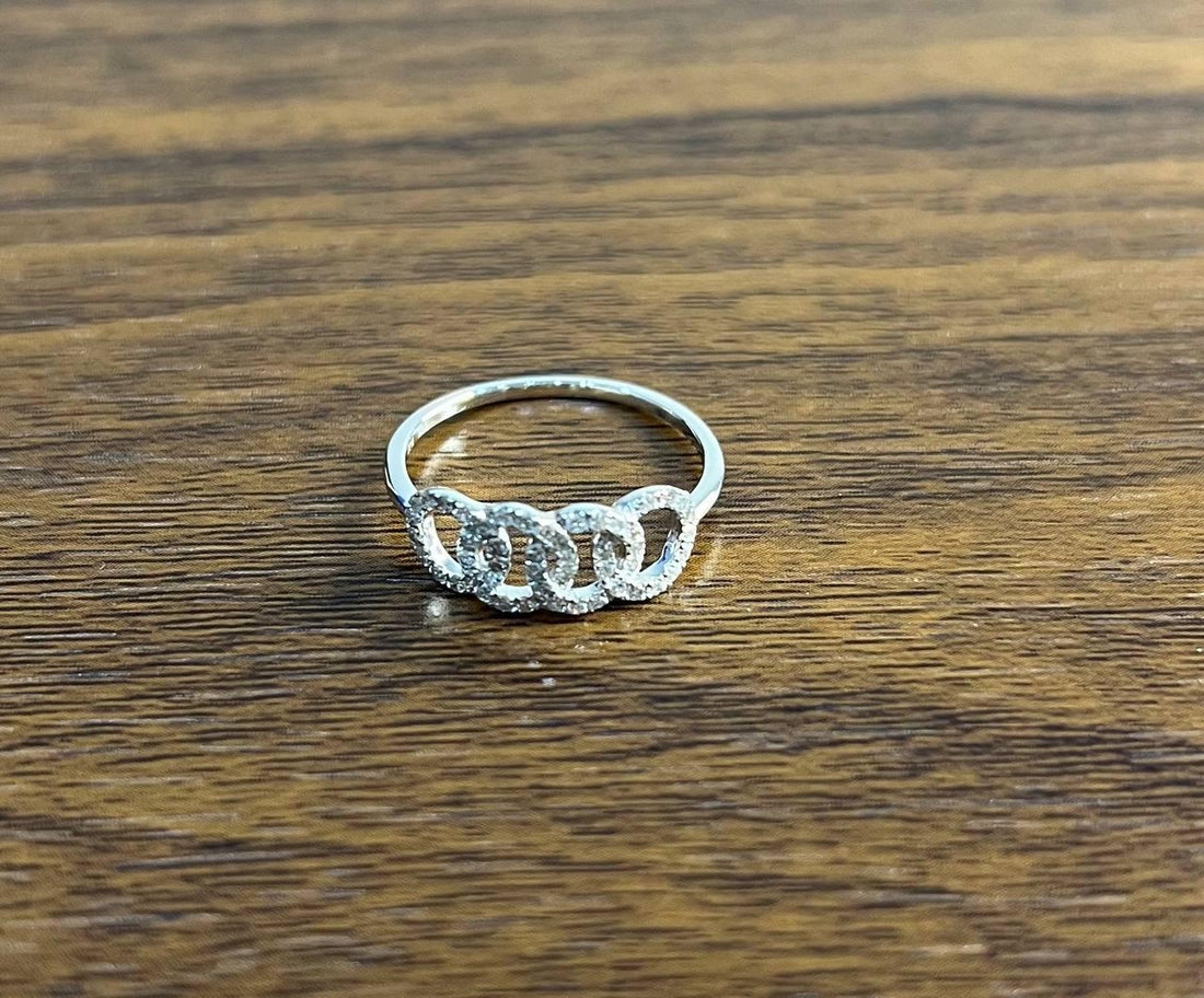 Infinity Circles Round Brilliant Cut White Diamond 14 Karat White Gold Ring