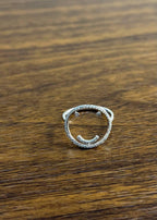 Smile Smiley Face Emoji White Diamond Halo 14K White Gold Statement Fun Ring