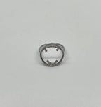Smile Smiley Face Emoji White Diamond Halo 14K White Gold Statement Fun Ring