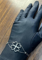 Four Leaf Clover Heart Shape White Diamond Pave 14K White Gold Chain Bracelet