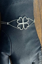 Four Leaf Clover Heart Shape White Diamond Pave 14K White Gold Chain Bracelet