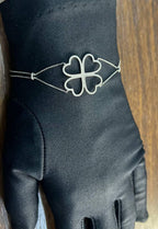 Four Leaf Clover Heart Shape White Diamond Pave 14K White Gold Chain Bracelet