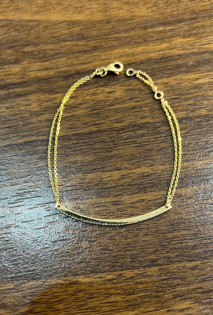 Classic Diamond Line Bar Statement 18K Gold Chain Minimalistic Dainty Bracelet