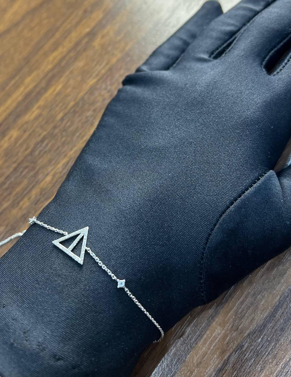 Triangle Geometric Pyramid White Diamond 14K White Gold Symbol Chain Bracelet