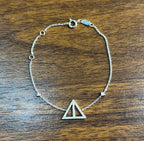 Triangle Geometric Pyramid White Diamond 14K White Gold Symbol Chain Bracelet