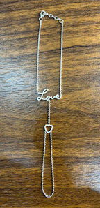 Love Heart Romance Romantic White Diamond 18K White Gold Finger Hand Bracelet