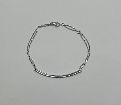 Classic Diamond Line Bar Statement 14K White Gold Chain Minimalistic Bracelet