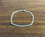 Classic Diamond Line Bar Statement 14K White Gold Chain Minimalistic Bracelet
