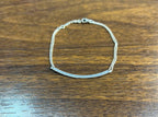 Classic Diamond Line Bar Statement 14K White Gold Chain Minimalistic Bracelet