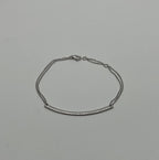 Classic Diamond Line Bar Statement 14K White Gold Chain Minimalistic Bracelet
