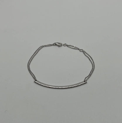 Classic Diamond Line Bar Statement 14K White Gold Chain Minimalistic Bracelet