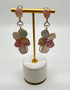 Fancy Cut Colored Sapphires Slice Pearl Diamond 18K Rose Gold Statement Earrings
