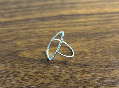 Drop Geometric Minimalist Brilliant Cut White Diamond 14 Karat White Gold Ring