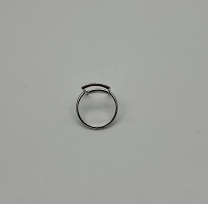 Rectangle Diamond Perimeter Geometric 14 Karat White Gold Statement Ring