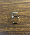 Rectangle Diamond Perimeter Geometric 14 Karat White Gold Statement Ring