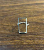 Rectangle Diamond Perimeter Geometric 14 Karat White Gold Statement Ring